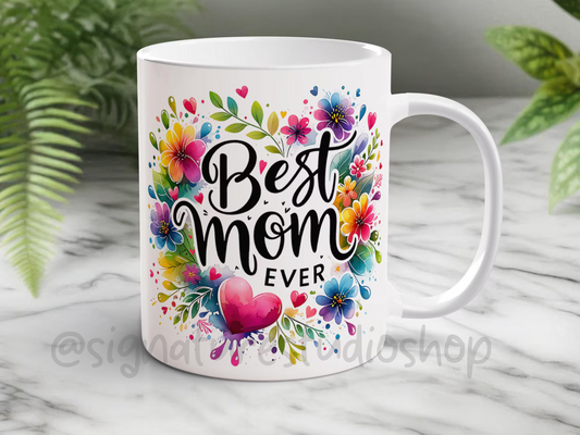 "Best Mum Ever" Floral Mug – Mother’s Day Gift